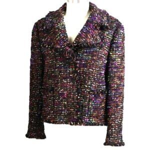 Giambattista Valli Multi-Color Tweed Short Jacket Wool Women 46/L MSRP $4500